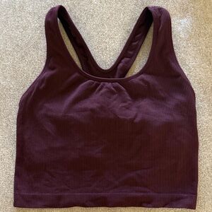 CALIA by Carrie Underwood Ribbed Crop Tank - Deep Wine